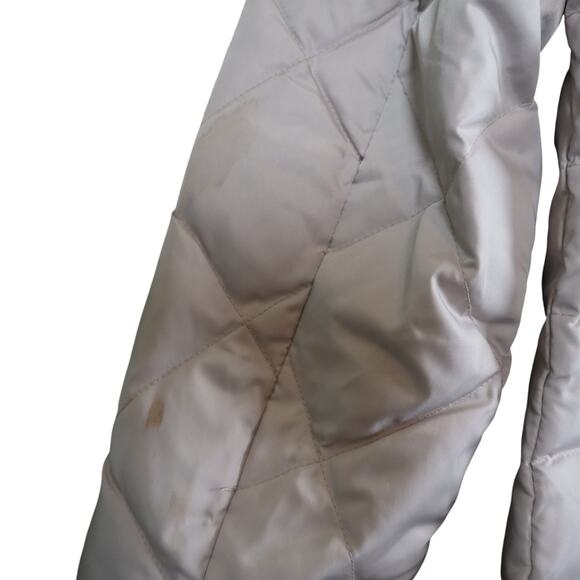 Kenneth Cole Reaction Womens Quilted Long Down Jacket Size Medium Cream Zip Up - Picture 7 of 11